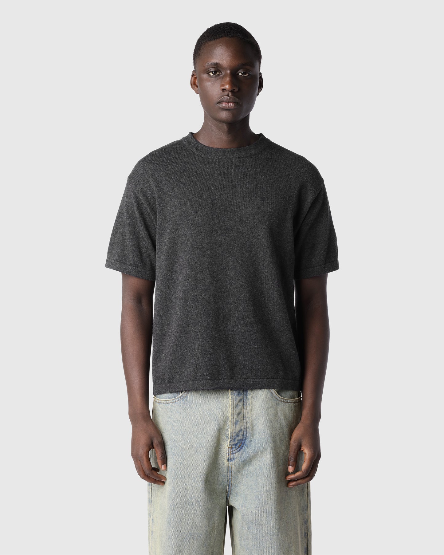 'VESTER' GRAPHITE KNITTED T-SHIRT