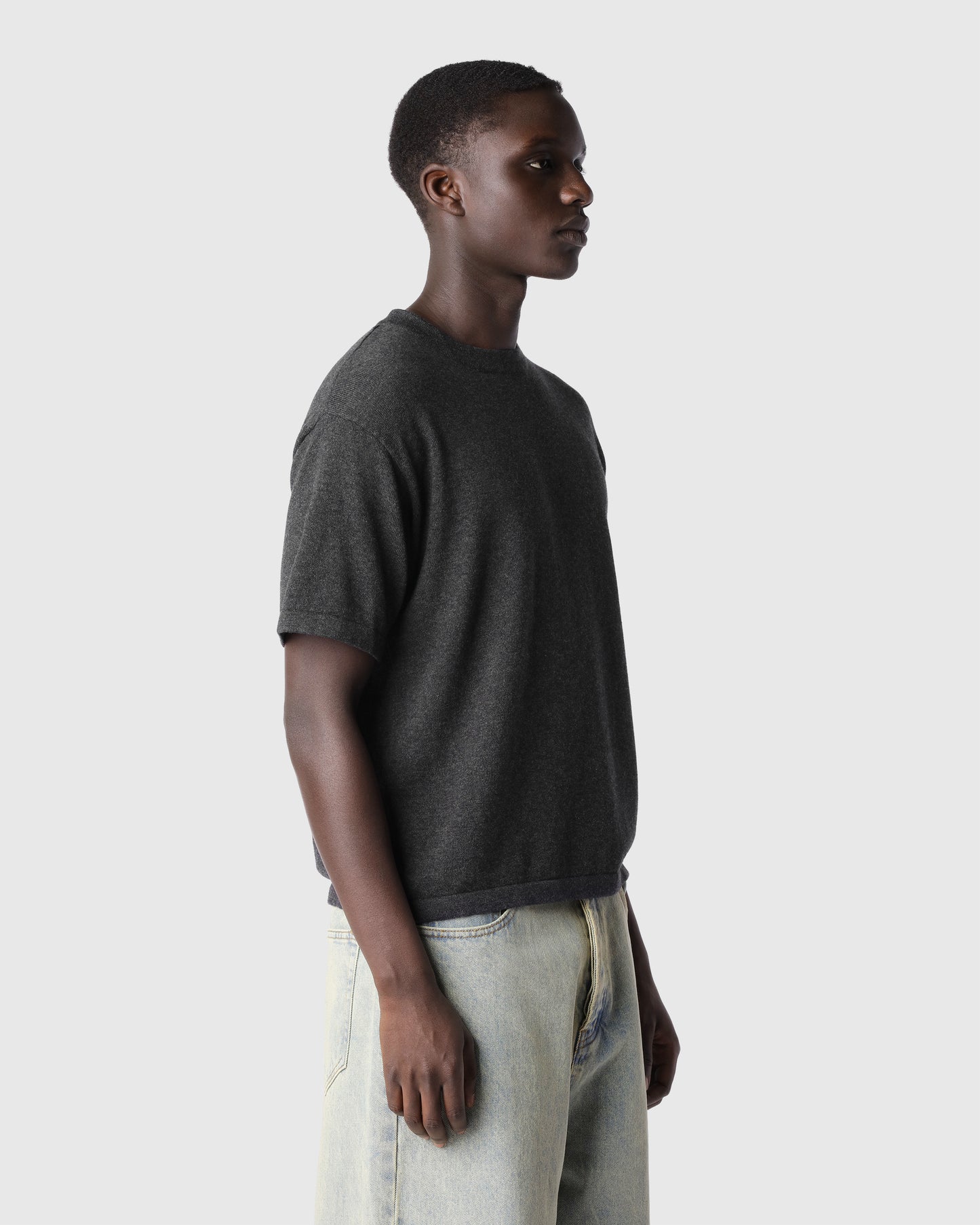 'VESTER' GRAPHITE KNITTED T-SHIRT