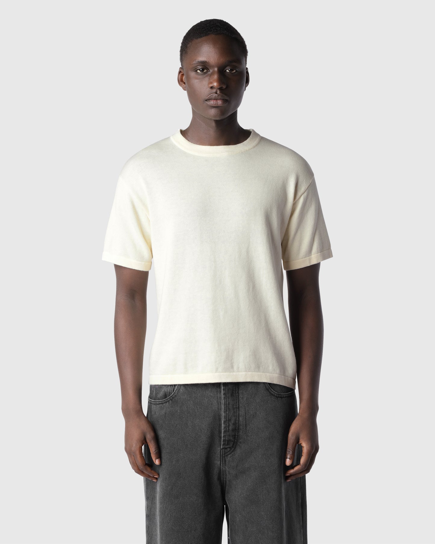'VESTER' EGGSHELL KNITTED T-SHIRT
