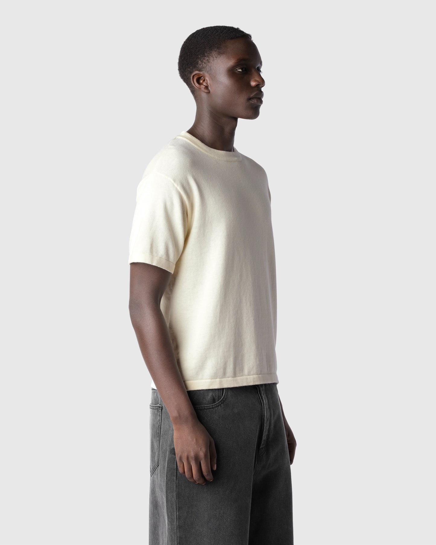 'VESTER' EGGSHELL KNITTED T-SHIRT
