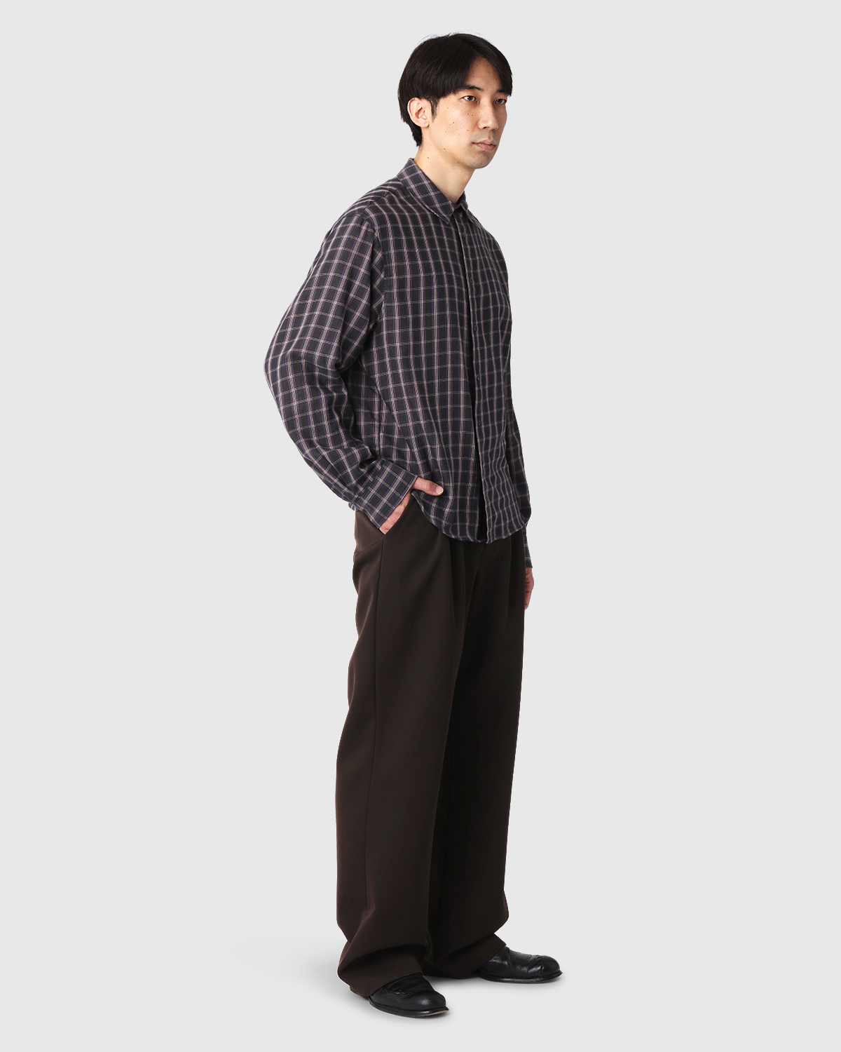 'Sander' Taupe Pleated Wool Trousers