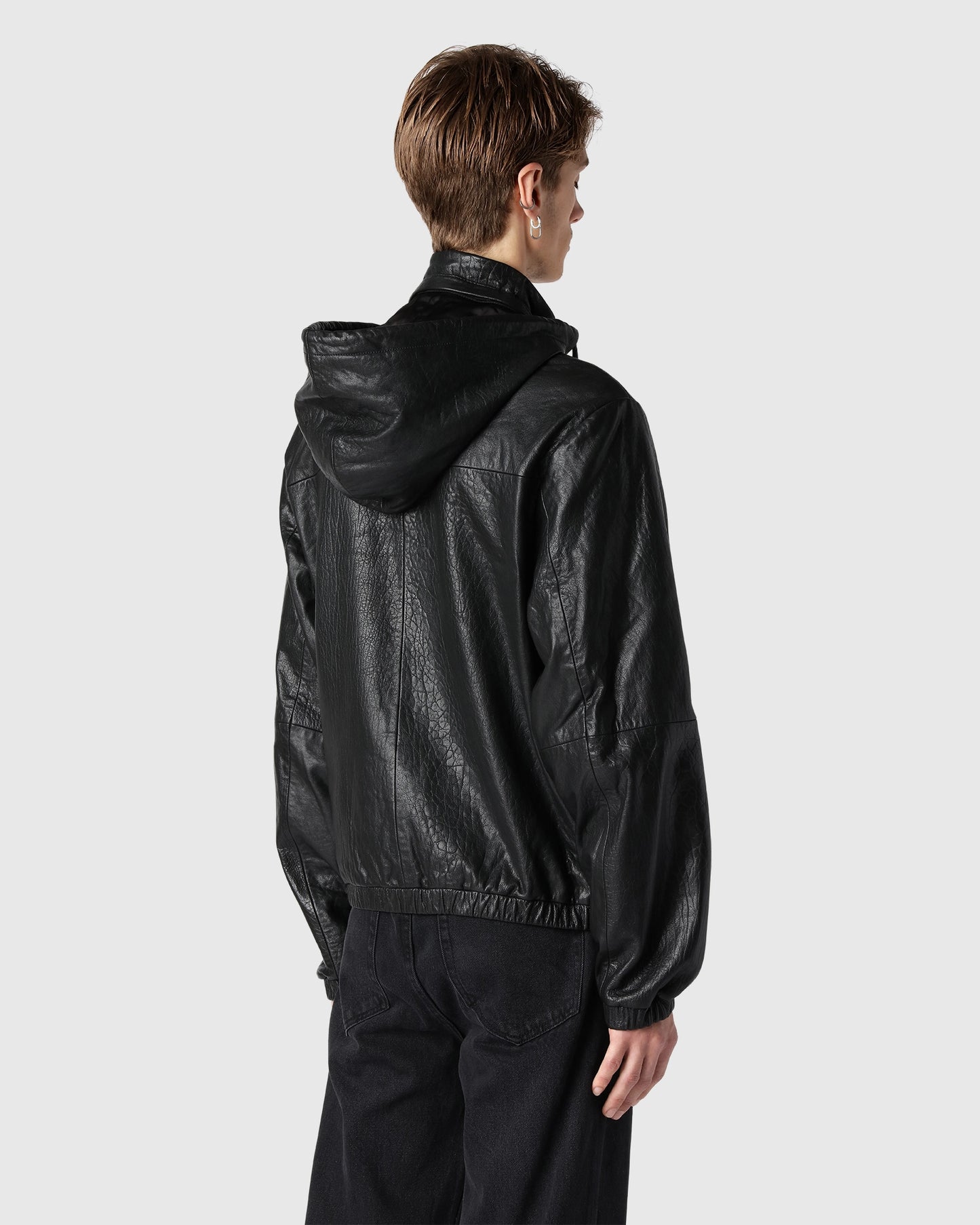 'Hakon' Hooded Leather Jacket
