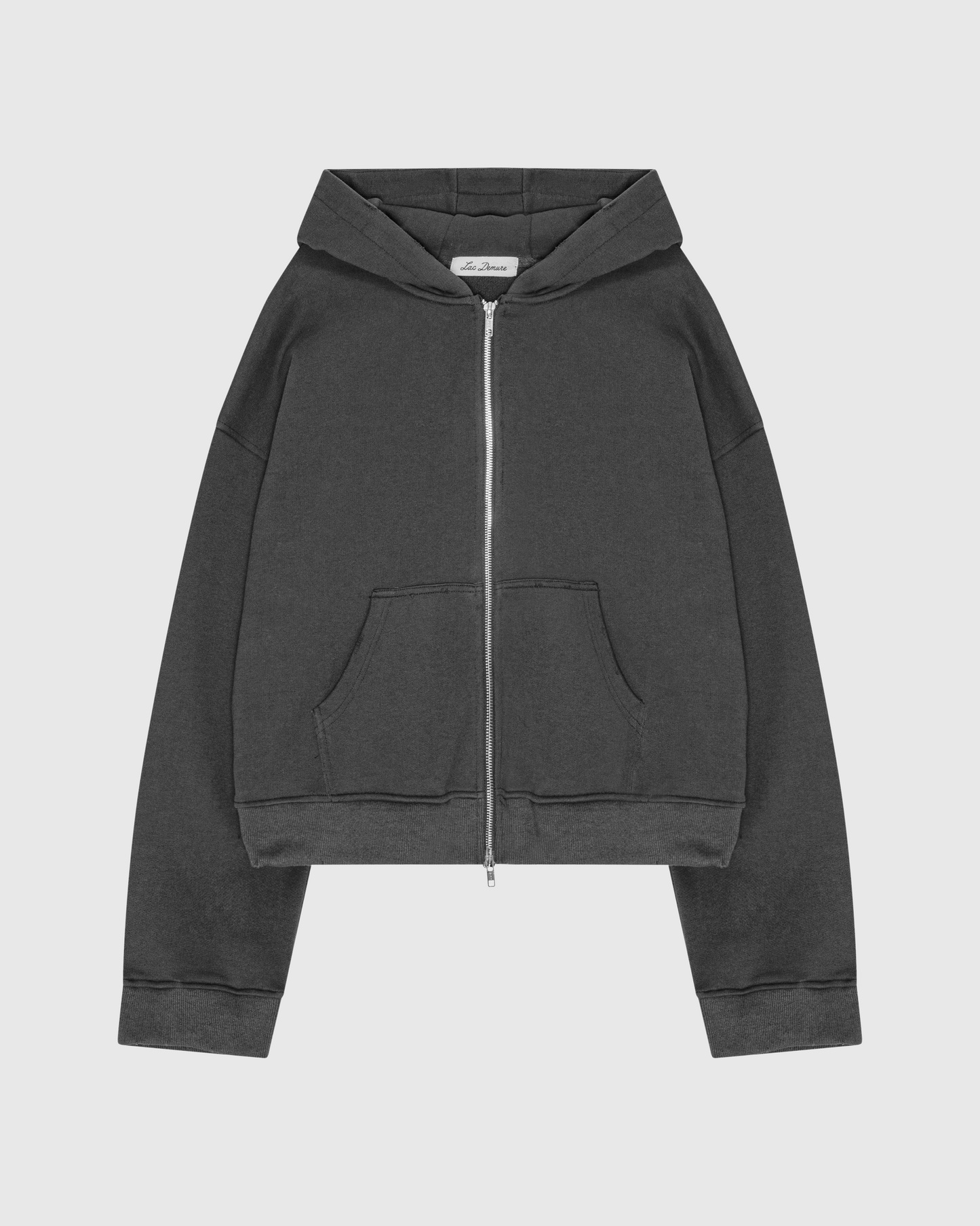 "DIM GREY" SHRUNKEN ZIP HOODIE