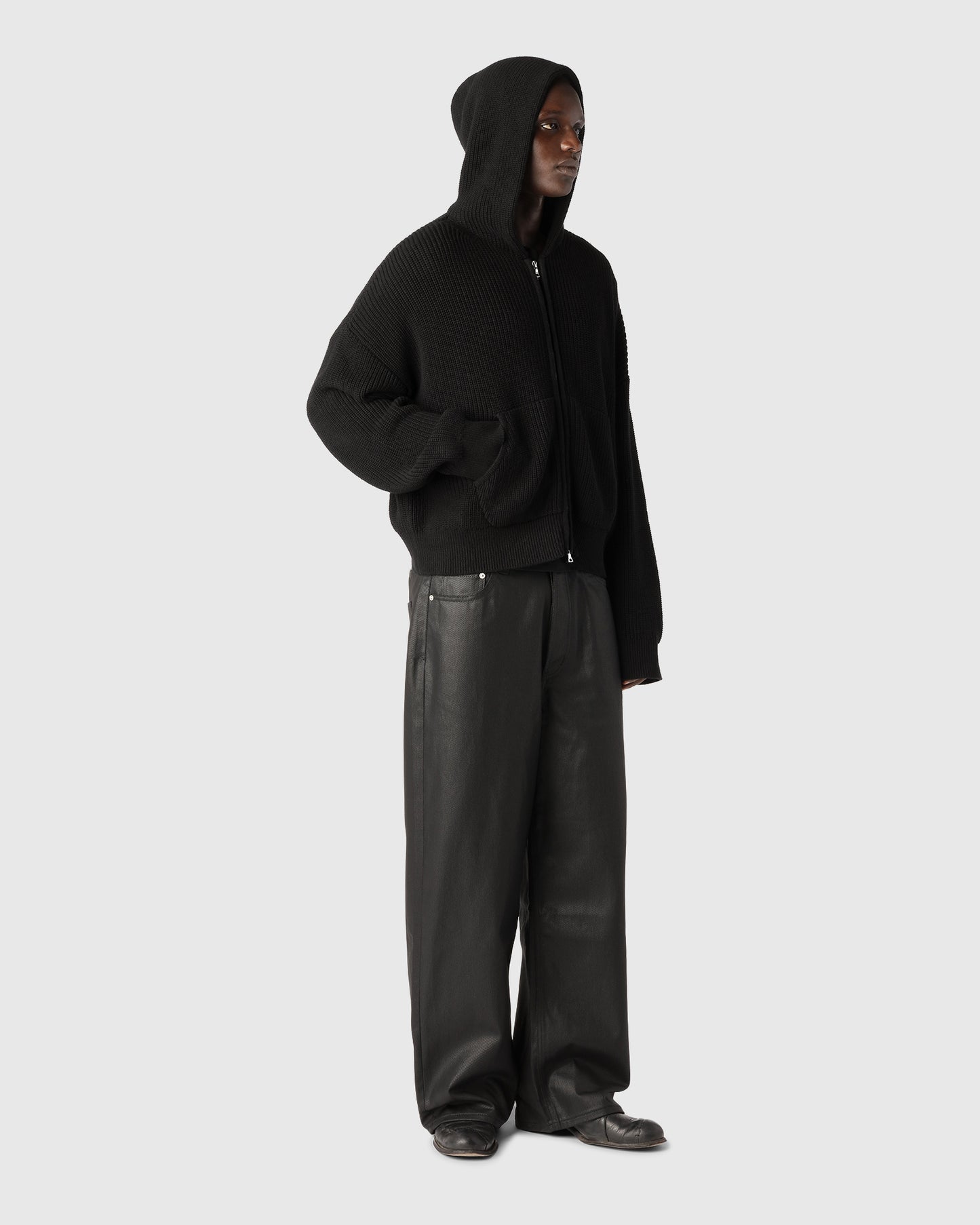 "FISHERMAN" INK CROPPED ZIP HOODIE