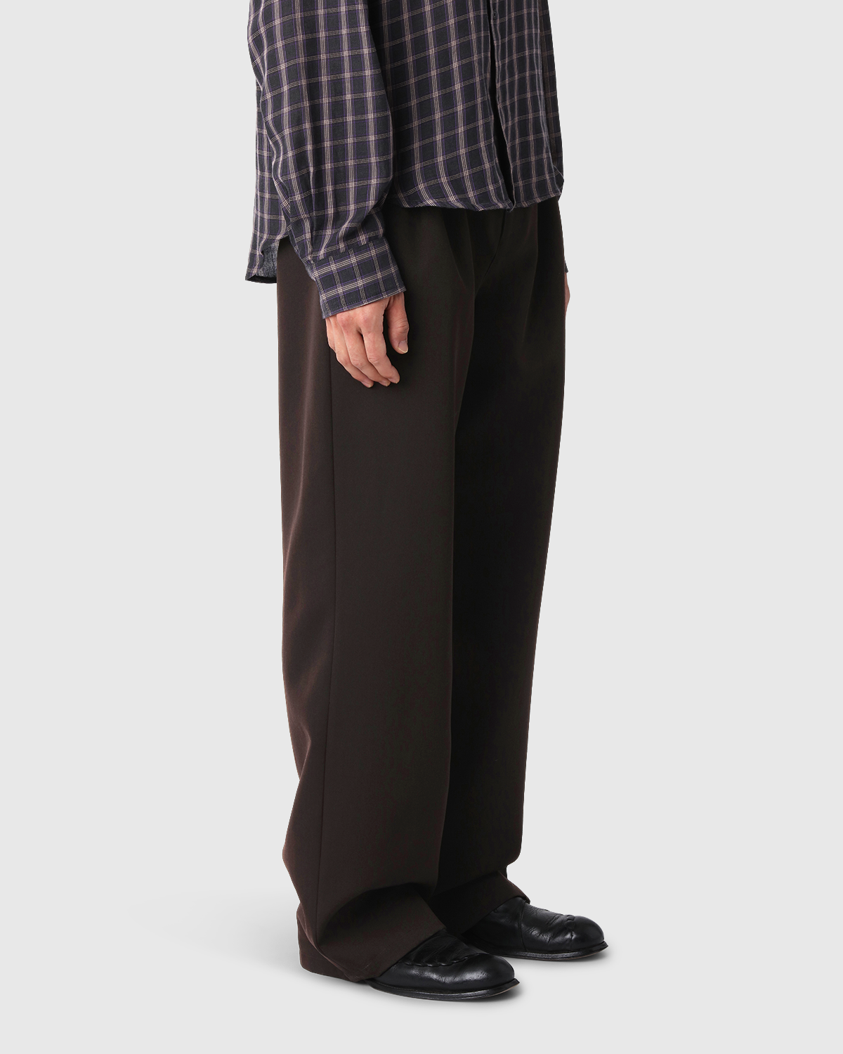'Sander' Taupe Pleated Wool Trousers