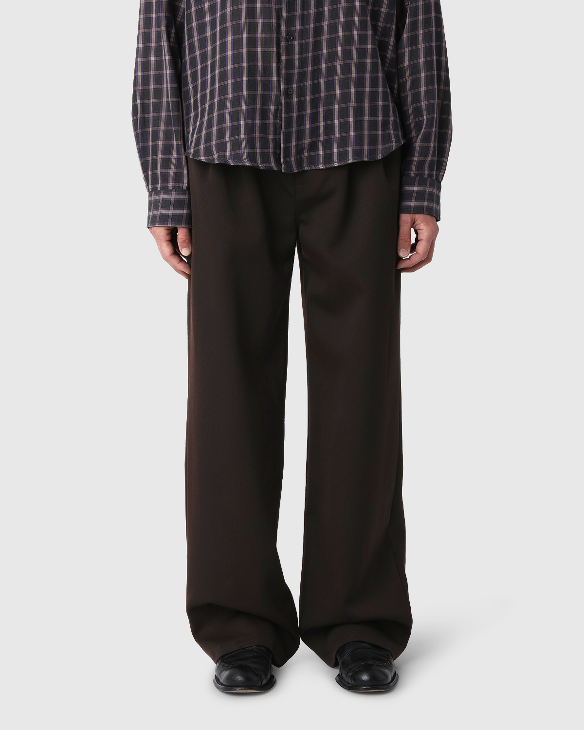 'Sander' Taupe Pleated Wool Trousers