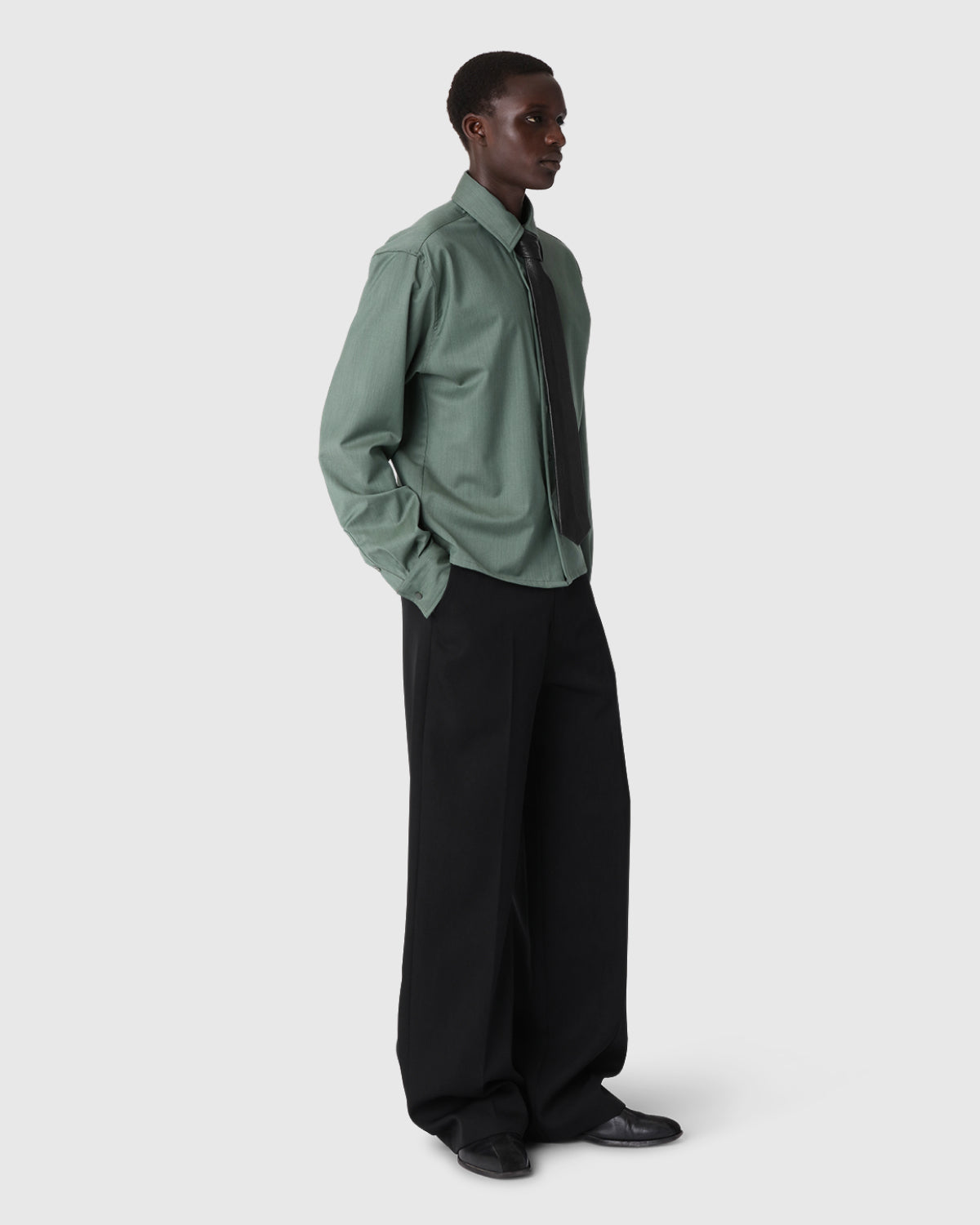 ‘Kossou’ Sage Cropped Dress Shirt