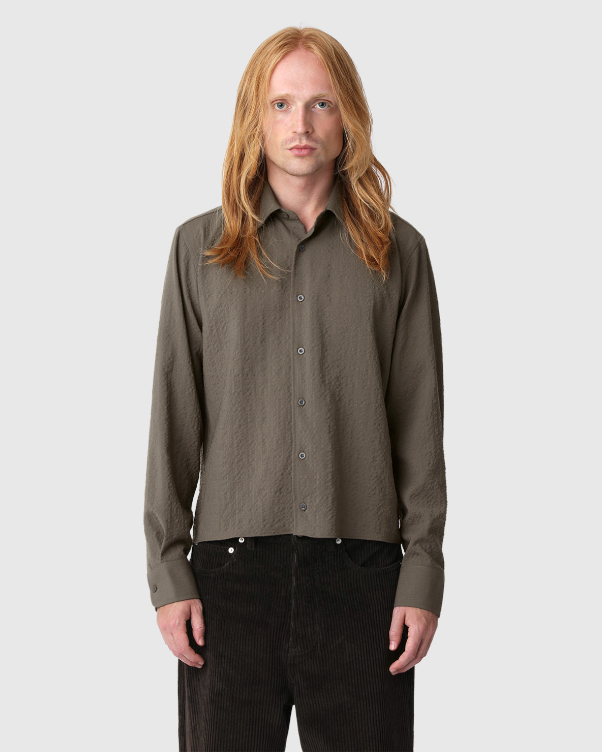 'Kossou' Cropped Seersucker Shirt