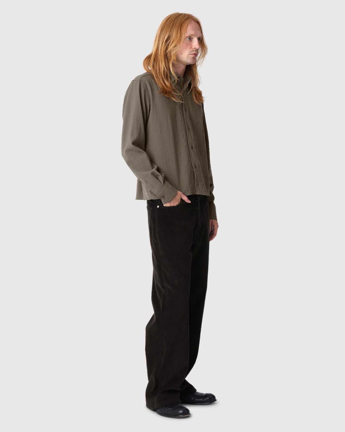 'Kossou' Cropped Seersucker Shirt