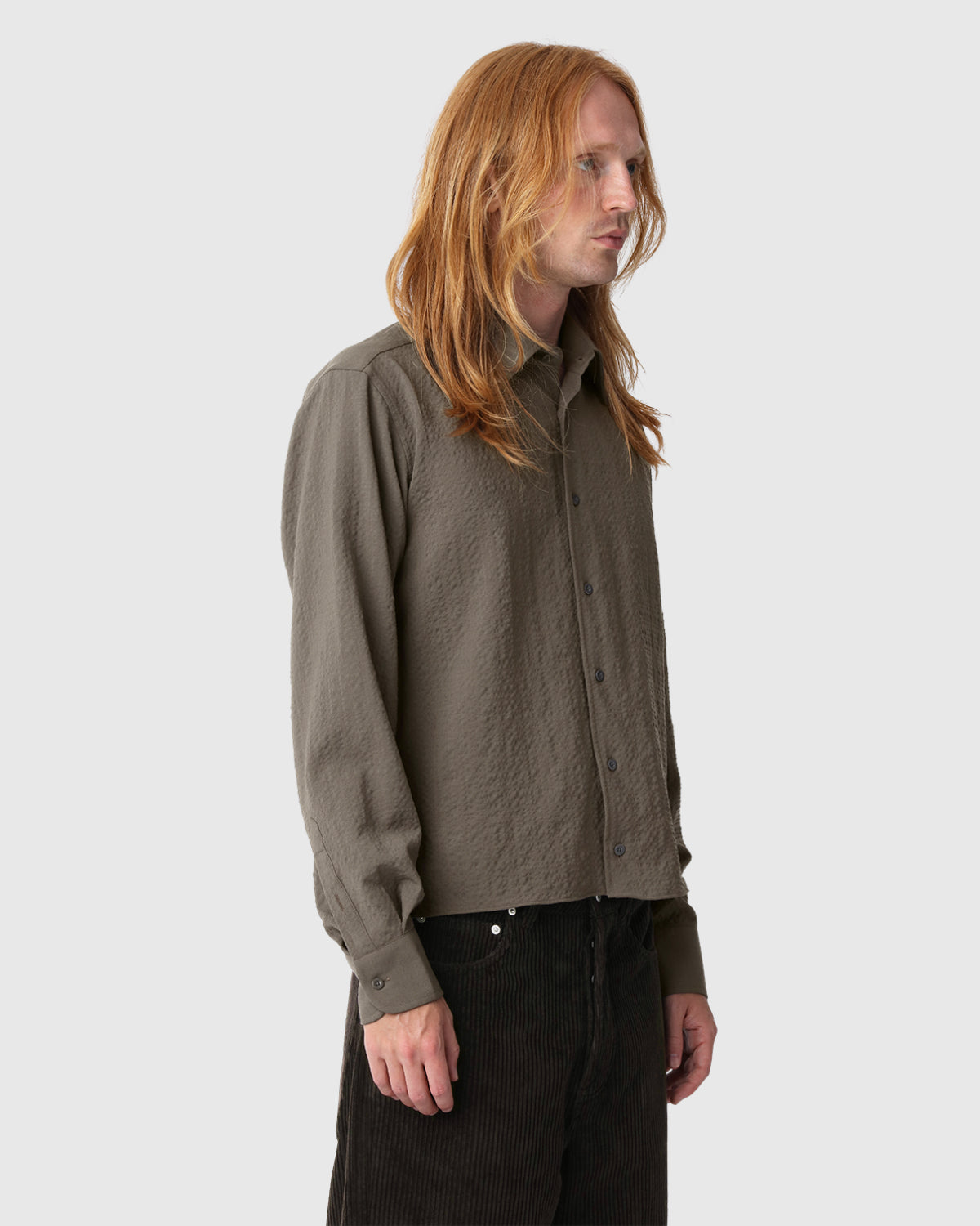 'Kossou' Cropped Seersucker Shirt