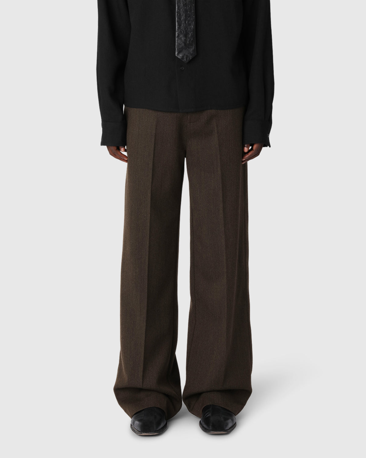 ‘Ruben’ Wide-leg Hickory Wool Trousers