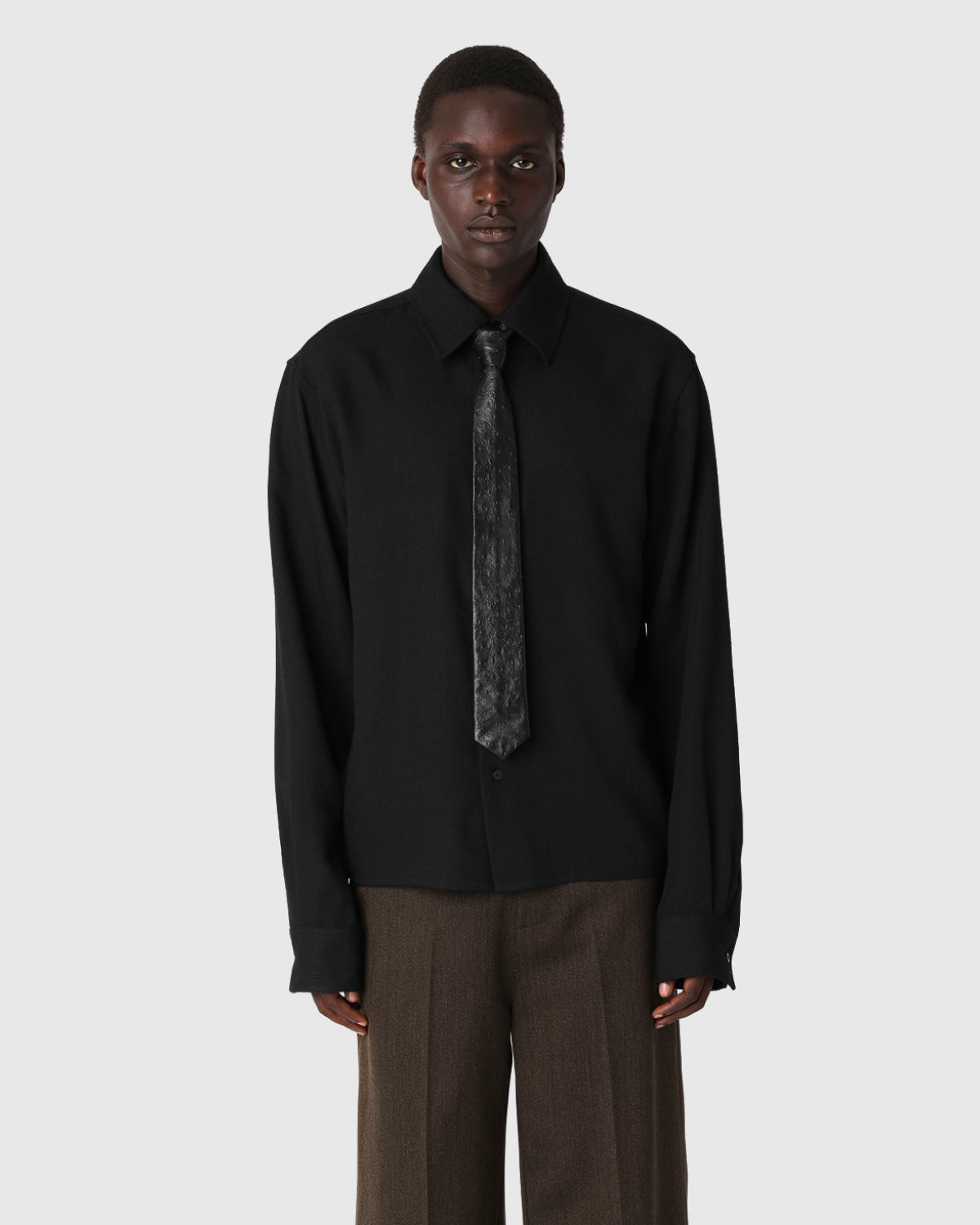 'Tano' Embossed Ostrich Leather Tie