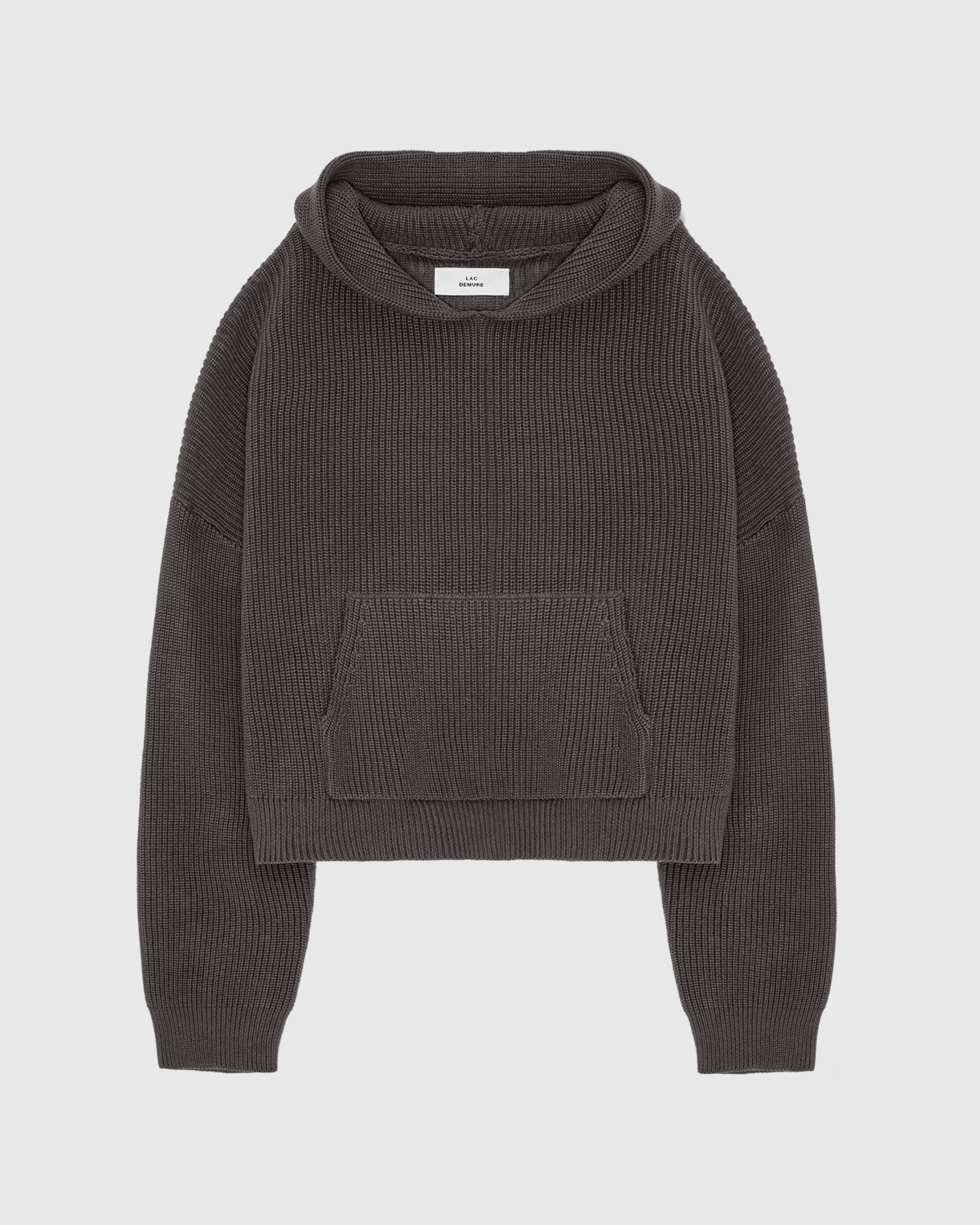 "GRAPHITE" CROPPED KNITTED FISHERMAN HOODIE