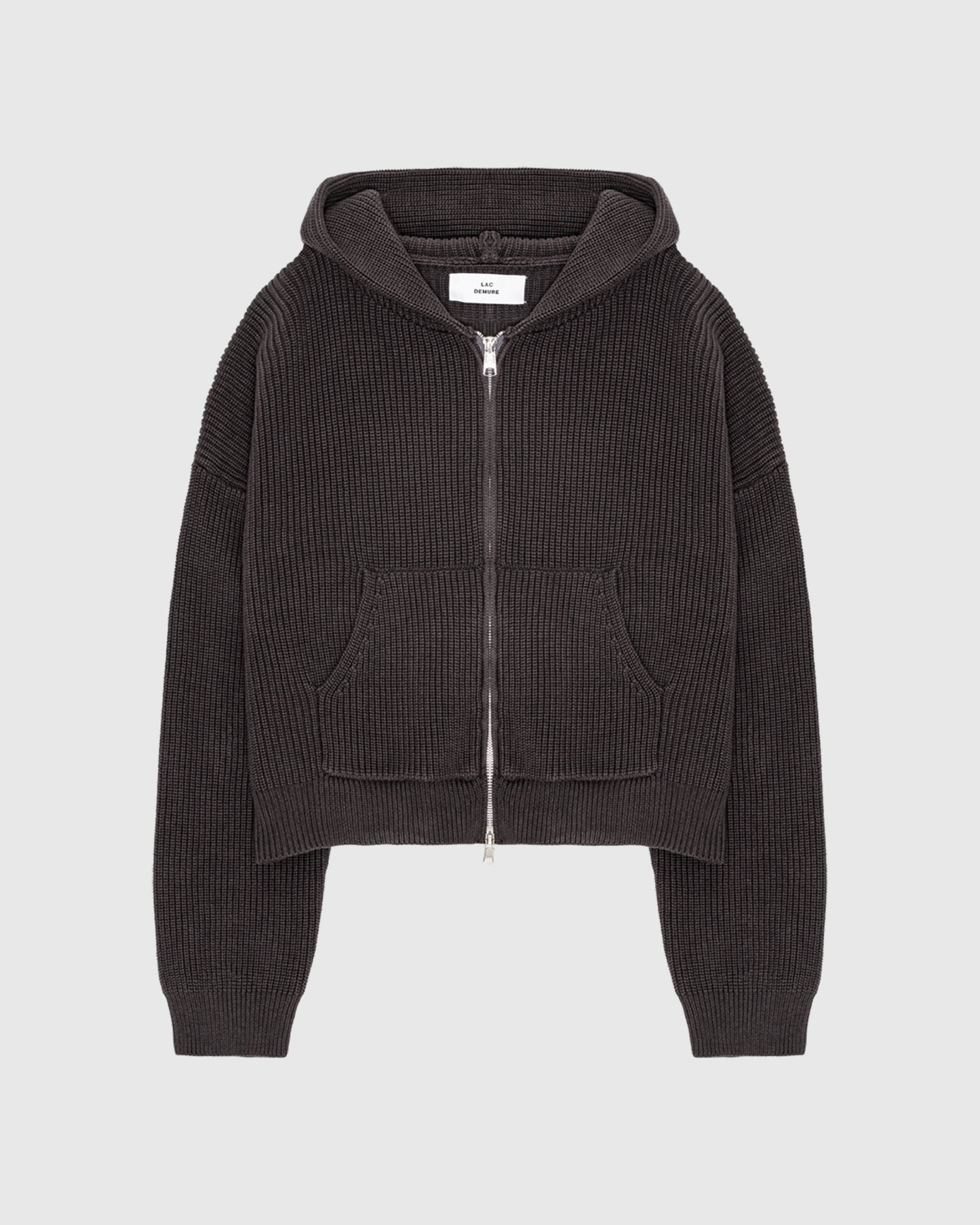 GRAPHITE CROPPED KNITTED FISHERMAN ZIP HOODIE – Lac Demure