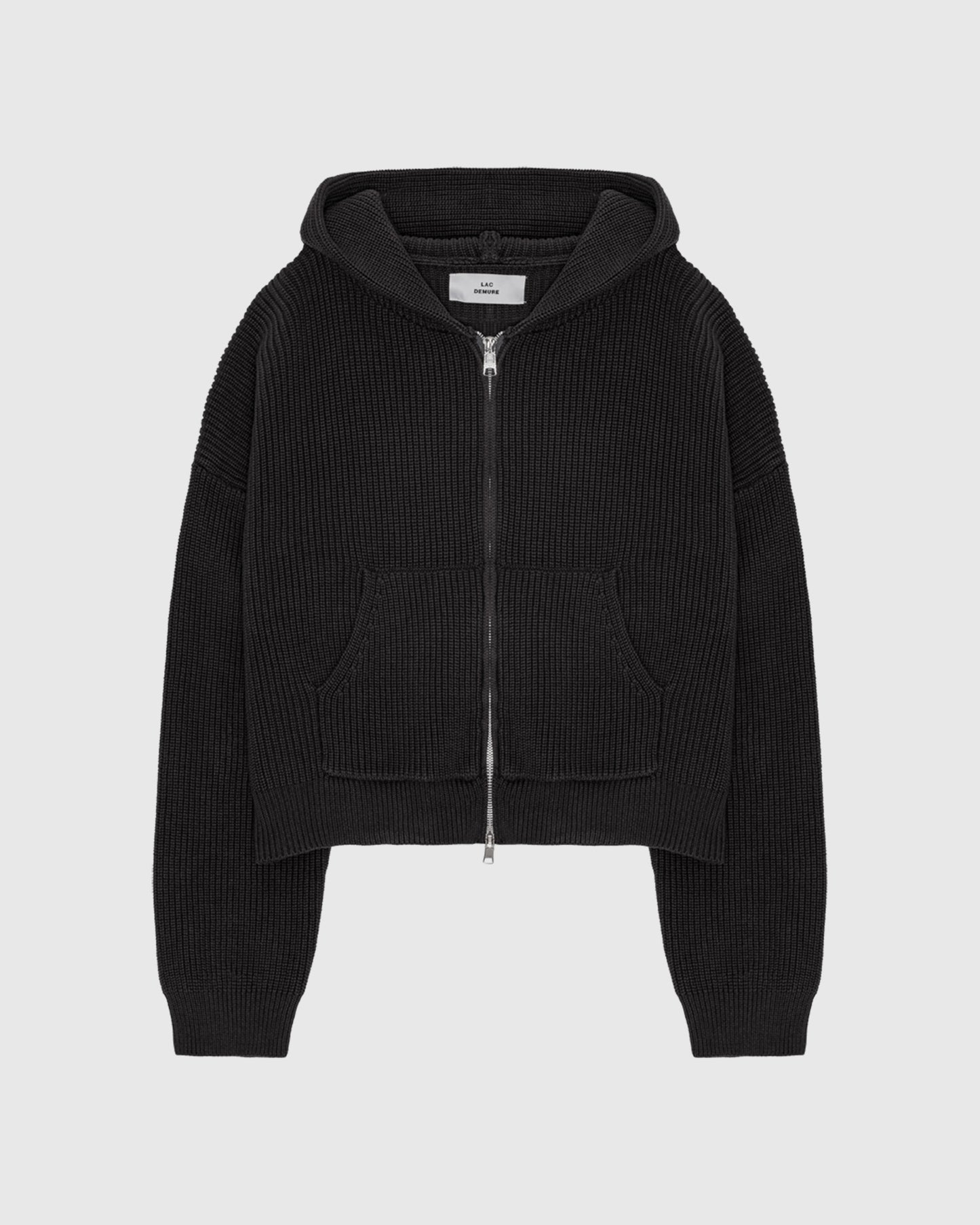 "INK" CROPPED KNITTED FISHERMAN ZIP HOODIE